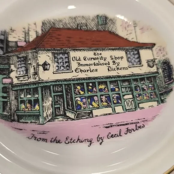 Vintage Bone China Saucer Purchased At Dickens Old Curiosity Shop London - Picture 3 of 6